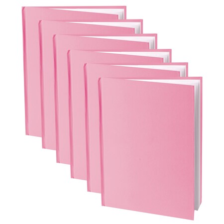 Young Authors Pink Hardcover Blank Book, White Pages, 11in.H x 8-1/2in.W Portrait, 14 Sheets/28 Pages, 6PK 10715